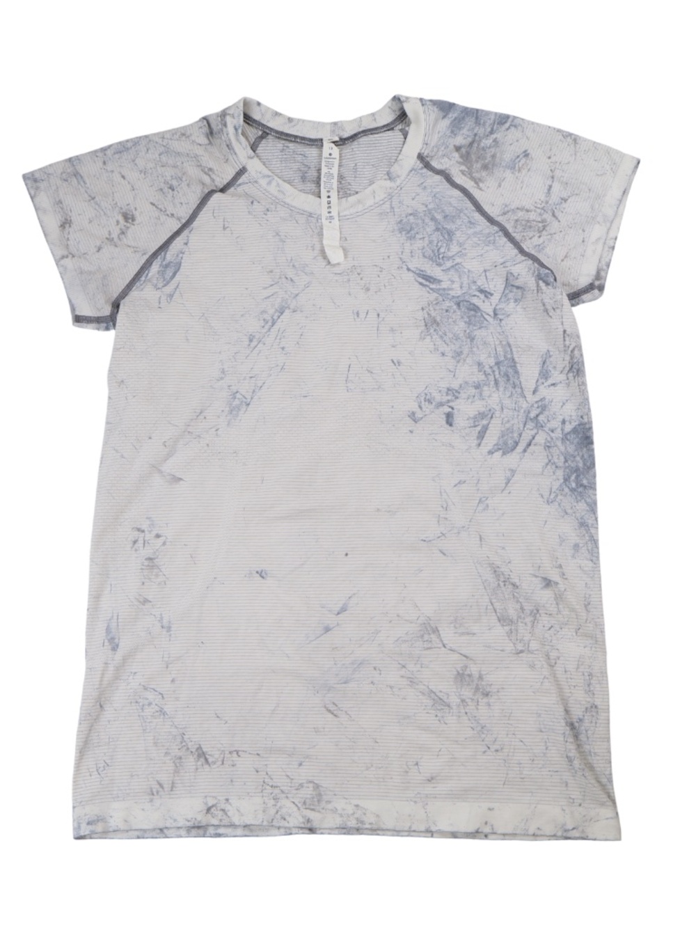 Lululemon Swiftly Tech Short Sleeve Shirt Size 10 White Blue Marble Athletic Top